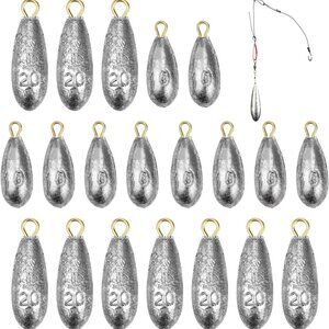 AMERSUMER 20PC RAIN DROP LEAD FISHING WEIGHTS/ SINKERS FOR BOTTOM FISHING - NEW